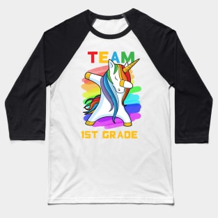 Team 1ST GRADE Unicorn Dabbing Gift Back To School Baseball T-Shirt